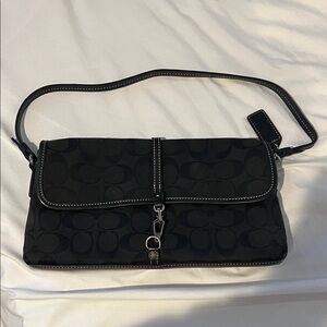 Coach Black Logo Jacquard Shoulder Clutch